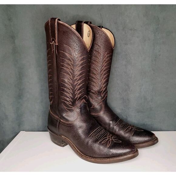 Vintage Justin 1195 Full Chocolate Glazed Pig Western Cowboy Boots US Men's 9 D - Picture 13 of 14